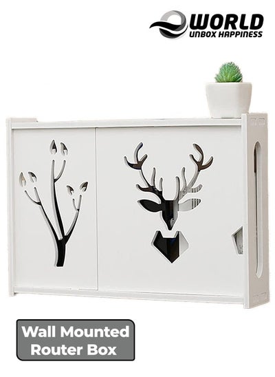 Buy Stylish Wall-Mounted Router Rack for Wi-Fi Router, Set-Top Box, Light Cat Box, and More, Includes Doors and Patch Panel Shielding Box for Neat Storage, White. in UAE