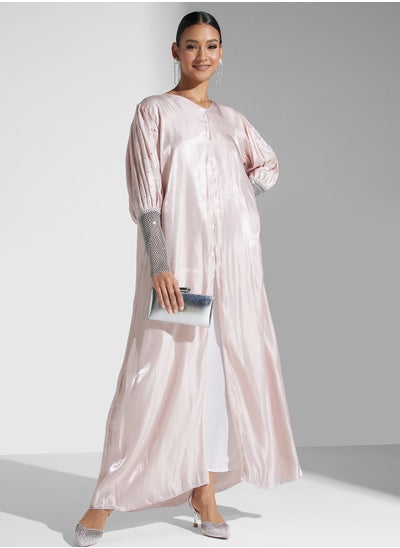 Buy Abaya With Shimmer Sleeve Detail in Saudi Arabia