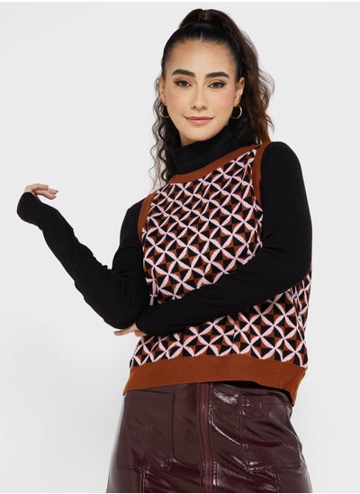 Buy Jacquard Knit Crew Neck Sweater in Saudi Arabia