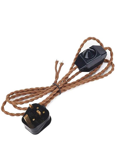 Buy Kiven 1.8 Meter Braided Wire with Dimmer Weave Rope for DIY Retro Style Replacement Open Wires Dimmable Switch Plug-in Cord（Brown） in Saudi Arabia