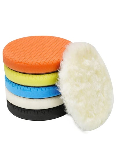 Buy Buffing Polishing Pads, 6 Pcs 6 inches 165mm Face for 6 Inch Backing Plate Compound Buffing Sponge and Woolen Pads Cutting Polishing Pad Kit for Car Buffer Polisher, Polishing and Waxing in Saudi Arabia