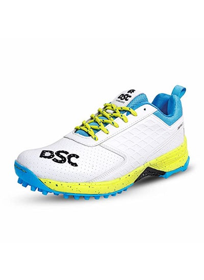 Buy Jaffa 22 Cricket Shoes | White/Lime - Yellow | For Boys and Men | Lightweight | Embossed Design | 9 UK, 10 US, 43 EU in UAE