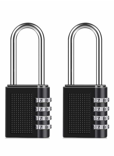 Buy Combination Padlock, Long Shackle 4 Digit Locker Lock Weatherproof Lock Outdoor Combination Lock for School Gym Locker, Door, Fence, Hasp, Shed, Garage, Storage Box(Black) 2 Pack in Saudi Arabia