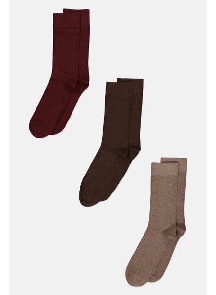 اشتري Men 3 Pairs Ankle Socks, Maroon/Combo في الامارات