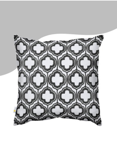 Buy Decorative Embroidered Cushion Cover black/White 45x45Cm (Without Filler) in Saudi Arabia