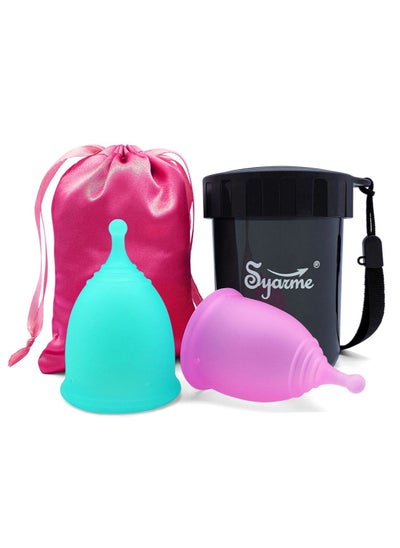 Buy Menstrual Cup, Reusable Period Cup, Made of Medical Silicone, Replacement for Tampons and Pads, Contains 2 Menstrual Cups S and L, Washing Sterilizer Bottle and Cloth Bag in Saudi Arabia