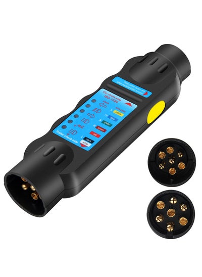 اشتري Trailer Tester, 7 Pin 12V Car Truck Trailer Plug, Socket Tester Wiring Circuit Light Electrics Circuit Diagnostic Test Tool, for Caravan RV Truck Trailer, Made of Plastic and Copper في السعودية