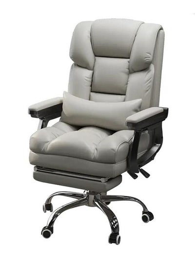 Buy Ergonomic Office Chair,Leather Desk Chair High Back,Computer Chair,with Lumbar Support Flip up Armrest Rolling Swivel,Adjustable Task Chair,for Adults Light Grey in Saudi Arabia