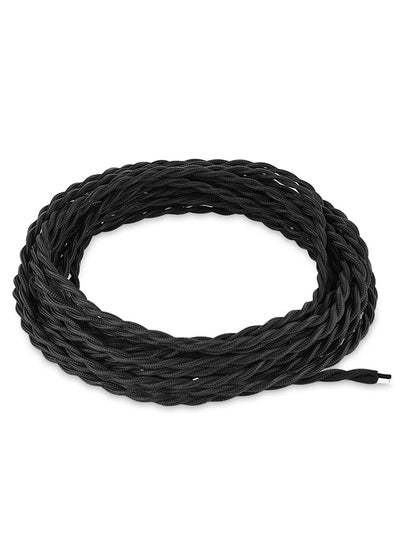 Buy 33'/10M Retro Style Braided Wire for DIY Weave Rope Open Wires Antique Industrial Electrical Cord Black in Saudi Arabia