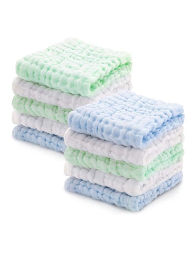 Buy 10 Pieces Baby Washcloths Muslin Cloths Cotton Natural Baby Wipes Soft Newborn Baby Face Towel Registry Squares Set Baby Face Reusable Cleaning Towel as Shower Gift in Saudi Arabia