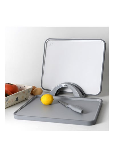 Buy 2pcs Index Chopping Boards 34x28 cm With Holder Grey Plastic+ TPR in UAE