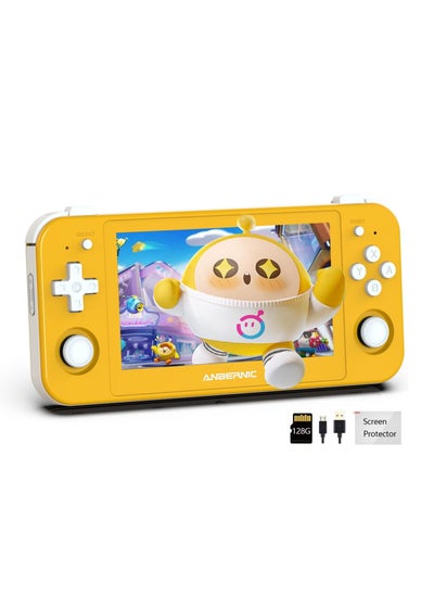 Buy RG505 Retro Game Handheld Game Console with 128GB TF-card Built-in 3000+ Games, 4.95-inch OLED Touch Screen with Android 12 System, Unisoc Tiger T618 and Compatible with Google Play Store (Yellow) in Saudi Arabia