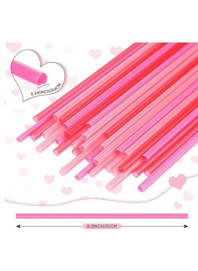 Buy Heart Shaped Pink Straws Disposable Drinking Straw Individually Wrapped Pink Plastic Straw Birthday Party for Kids Bridal Shower Wedding Supplies 100PCS in UAE