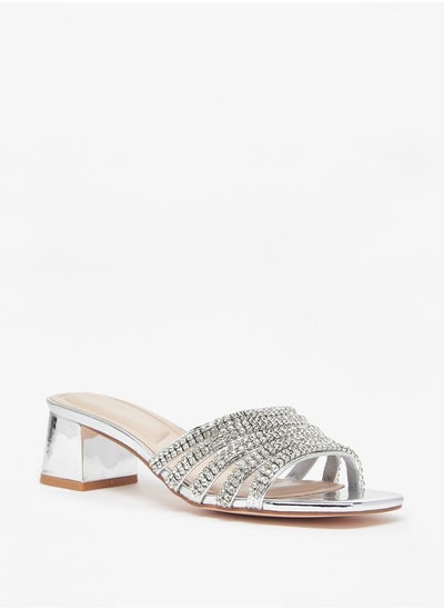 اشتري Women's Embellished Slip-On Sandals with Block Heels في السعودية