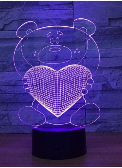 Buy 3D Baby Multicolor Night Light Cartoon Cute Heart Bear Shape LED Desk Table Lamp Lighting Multicolor Night Light Indoor Atmosphere Lamp Best Gift in UAE