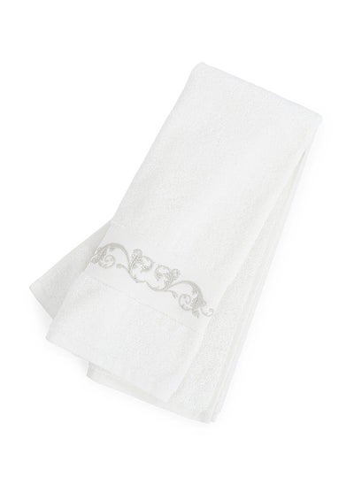 اشتري Ivy Embroidered Hand Towel, Ivory & White - 500 GSM, 50x80 cm في الامارات