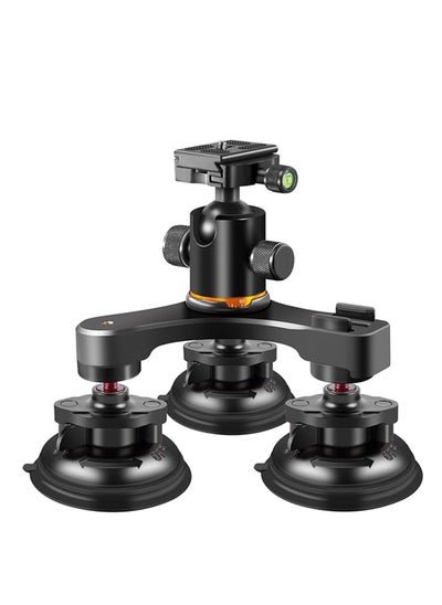 Buy Triple Suction Cup, Car Mount Heavy Duty Tripod with 360 Ball Head for GoPro 12/11/10/9 Insta360 X3 GO3 DJI Action 4/3 DSLR Mirrorless Camera, Windshield Window Holder Attach Accessories in UAE