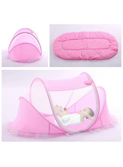 Buy Children's Travel Bed With Foldable Mosquito Net And Wonderful Pillow -Pink in Egypt