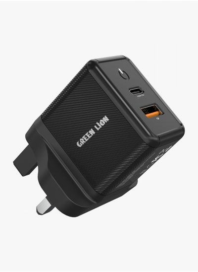 Buy Green Lion 35W Gan Wall Charger with C to Lightning Cable - Black in UAE