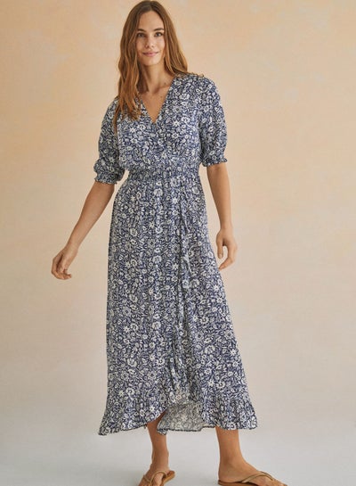 Buy Floral Print Shirred Waist Dress in Saudi Arabia
