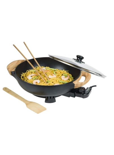 Wok Elettrico Bestron AEW100AS XL – 1500W, 5 Litri, Con Coperchio In Vetro E Accessori In Bambù, Nero