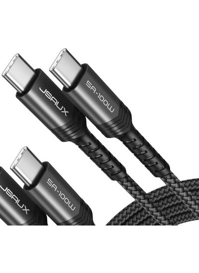 Buy JSAUX USB C to USB C Cable 100W/5A [1-Pack 6.6ft], QC 4.0/USB PD Type-C Fast Charging Cord Compatible with MacBook Pro/Air M2, iPad Pro 12.9/iPad Air/Mini 6 Samsung Galaxy S23 S22 S21 Black ( 2M ) in Egypt