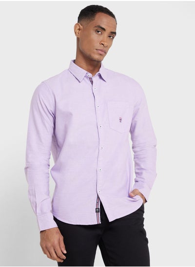 اشتري Thomas Scott Men Purple Relaxed Cotton Casual Sustainable Shirt في السعودية