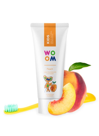 Buy Toothpaste KIDS WOOM Peach Flavor Natural Organic Toothpaste (for 3-8 years old Kids), 50ml in UAE