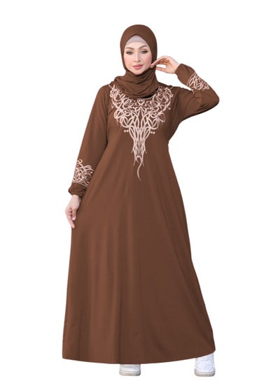 Buy Isdal material, crepe leggings, with a zipper and a separate veil, one size, can wear 90 kilos for women in Egypt