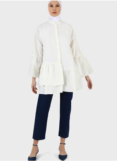 Buy Ruffle Detail Button Down Tunic in Saudi Arabia