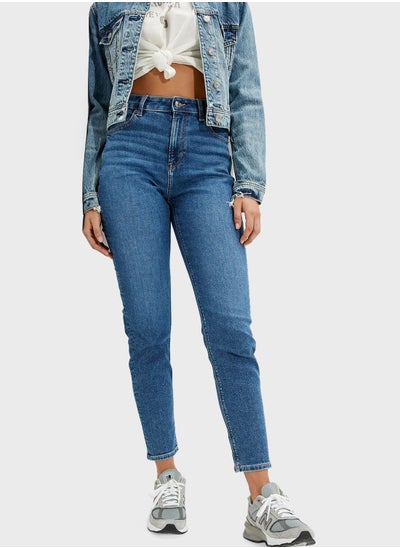 Buy High Waist Strached Mom Jeans in UAE