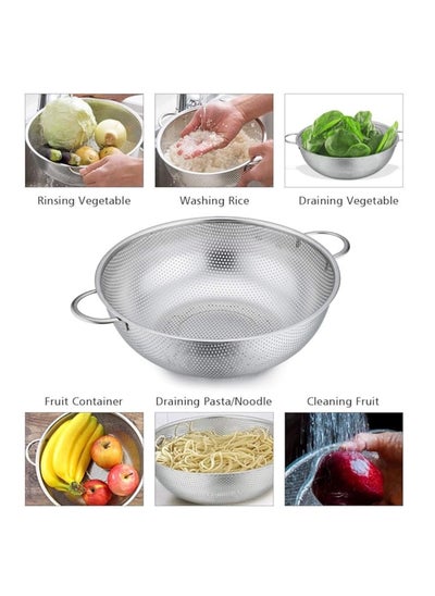 Buy HTH Stainless Steel Mesh Micro-Perforated Strainer Colander with Handle Set of 6, Metal Colander Perforated Strainer for Kitchen Pasta/Vegetable/Rice/Fruit/Food - Dishwasher Safe in UAE