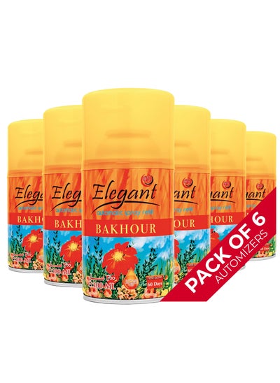 Buy 6 Piece Bakhour Automatic Refill Spray Set Orange 300ml in UAE