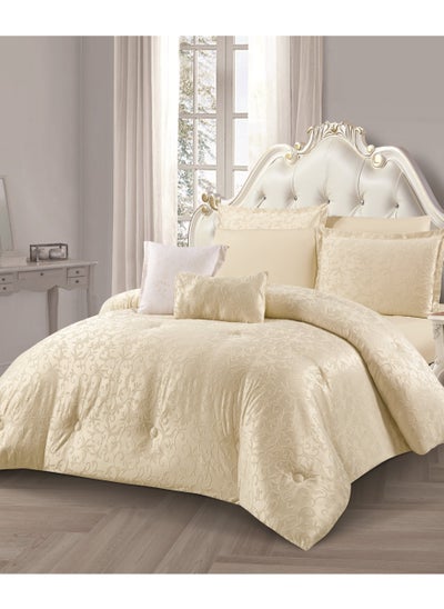 Buy Hours comforter set with soft, silky jacquard fabric and a modern and distinctive pattern that satisfies all tastes 8 pieces king size in Saudi Arabia