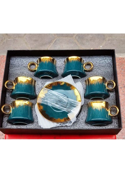 Buy 12-piece porcelain coffee set - petroleum in Egypt