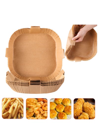 اشتري Air Fryer Disposable Paper Liners, Square Cooking Paper, Non-Stick, Baking Roasting Food Grade Paper for Microwave Oven, Water-proof, Oil-proof, Frying Pan (50PCS 7.9Inch Natural) في الامارات