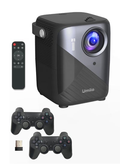 اشتري 4K Portable Gaming Projector LED Light Source Bluetooth WiFi Android Screen Projector HDMI/USB/SD Supported with Remote and Two Wireless Game Controller في الامارات