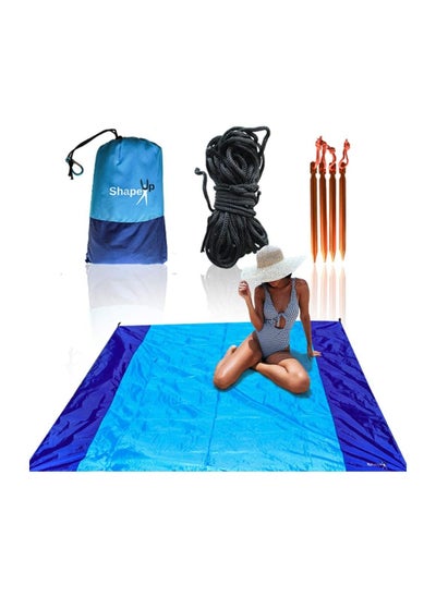 اشتري Beach Camping Mat Canopy Tent Blanket Set of 200x210cm Sand Water & Scratch Proof Compact Lightweight Quick Drying 210T Nylon 4 Aluminium Stakes & Ropes for Canopy/Tent Installation in Pouch في الامارات