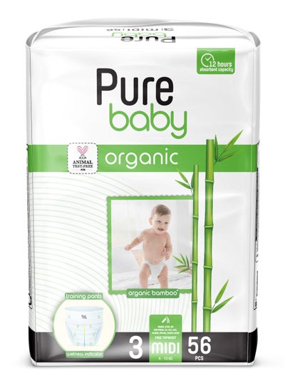 اشتري Training Pants with Organic Bamboo Fibre, Size 3, 4-9 kg - Pack of 56 Diaper في الامارات