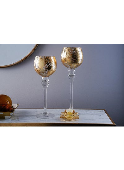 Buy Glow Up Glass Candle Holder D13x35Cm Gold in UAE