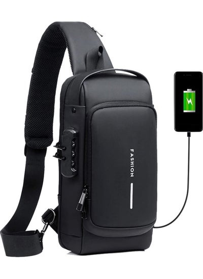 اشتري Anti Theft Sling Bag for Men, USB Charging Sport Sling Anti-Theft Shoulder Bag, Waterproof Chest Bag Motorcycle Bag Usb Charging Messenger Sling Shoulder Bags في السعودية