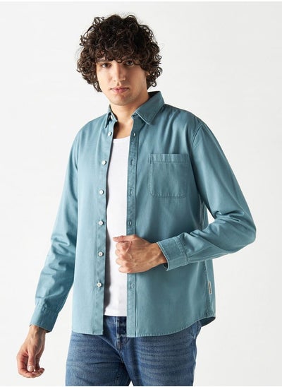 Buy Lee Cooper Regular Fit Solid Shirt with Long Sleeves and Pocket in UAE