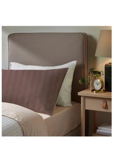 Buy Tulip (Dark Brown) Pillow Cover with 1 cm Satin Stripe (52 x 73 + 12 Cm-Set of 1 Pc) 100% Cotton, Soft and Luxurious Hotel Quality Bed linen-300 TC in UAE