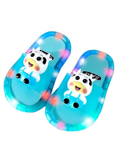 Buy Flashing Kids Slippers Home And Non-Slip Summer Sandals With Cute Animal Figuers in UAE