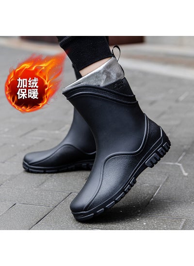 اشتري Mens Fashion Waterproof Slip-Resistant Fishing Rain BootsG500-black-Cotton G500-black-Cotton في الامارات