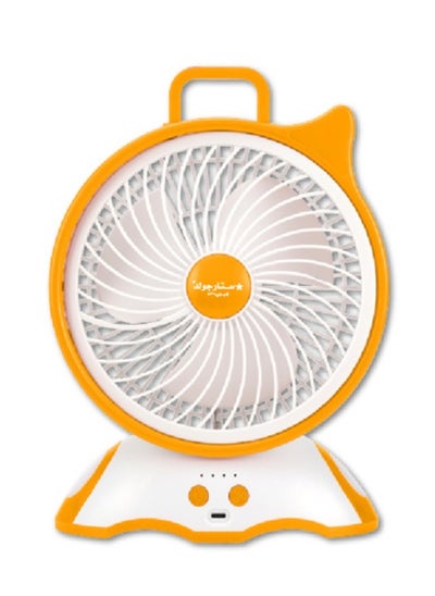 اشتري 8 Inch Mini Rechargeable Fan With LED Light White AC/DC في الامارات