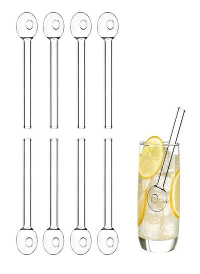 اشتري 8 Pack Clear Glass Drinking Straw for Hot Tea Juice and Hot Coffee في الامارات