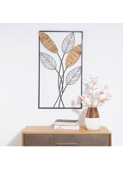 اشتري Heather Metal and Grass Wall Decor with frame 51x3x90cm - Black في الامارات