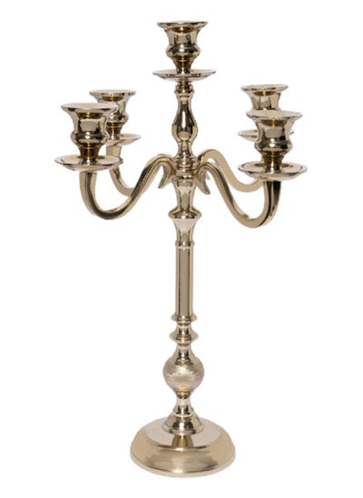 اشتري Amber 5-Arm Candelabra, Gold – 29x44 cm في الامارات