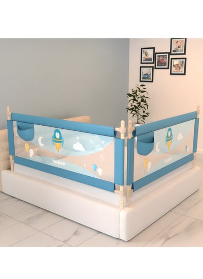 Buy Baybee Bed Rail Guard Barrier for Baby Portable Safety Foldable Adjustable Height Falling Protector Fence Bedrail Single Side for Toddler 150 x 63cm (Pack of 2) Blue in UAE